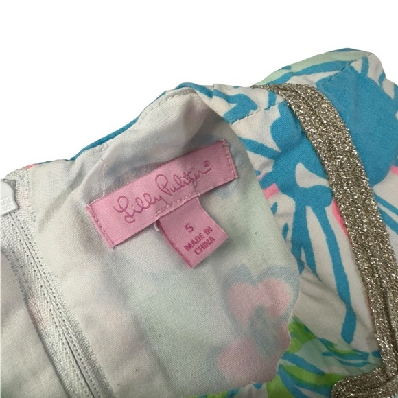 Lilly Pulitzer Dress Girls Delia Sand Bar Blu Splish Splash Size 5 - Picture 4 of 6